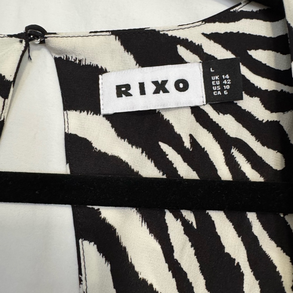 RIXO Black and White Zebra Print Dress